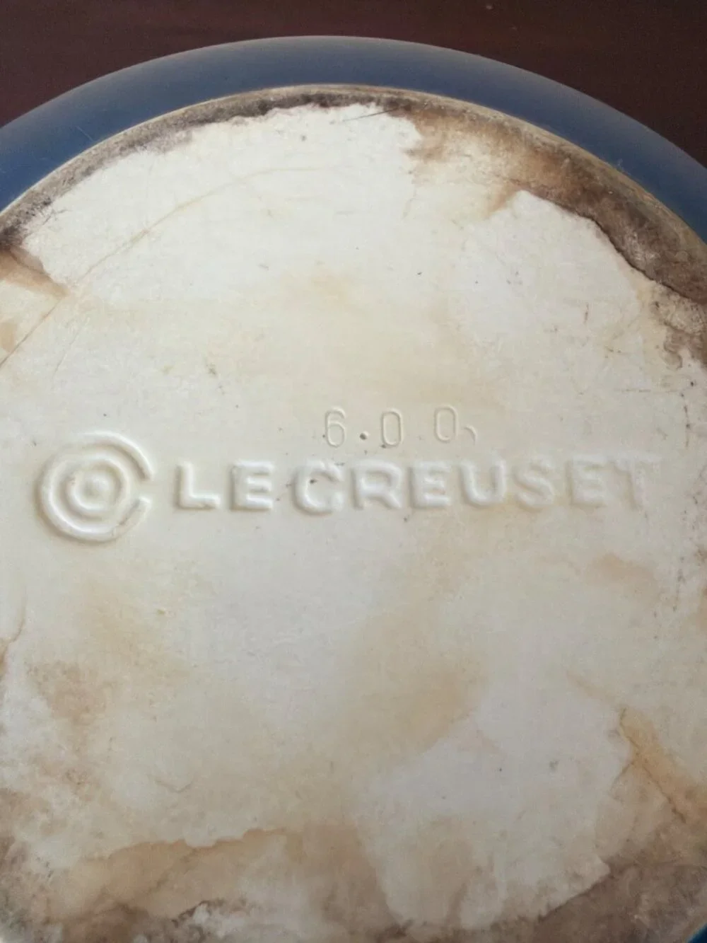Vintage Le Creuset Blue Stoneware Covered Bean Pot Serving Casserole 4 Qt Soup T